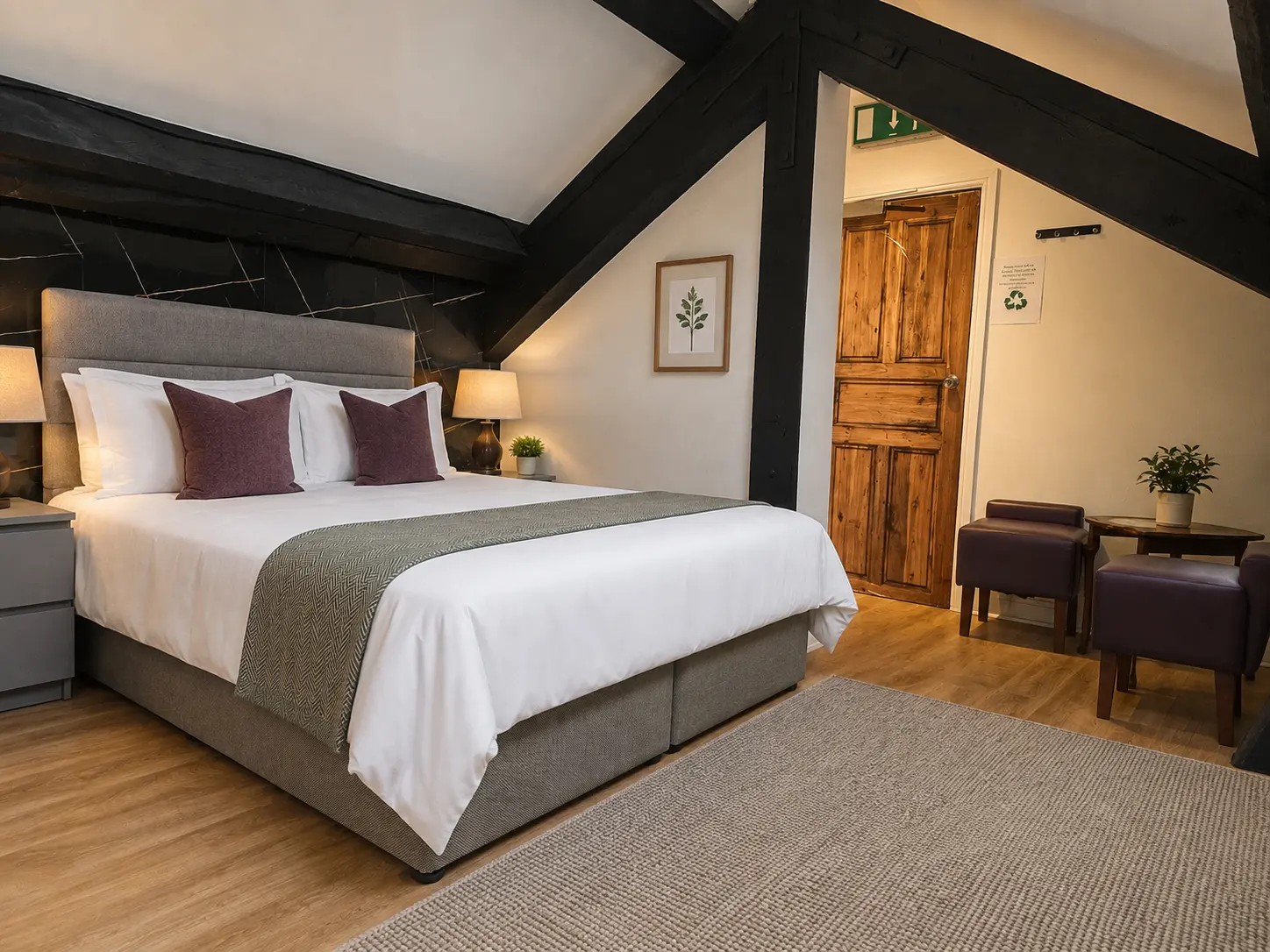 Garden Twin Room courtyard view at The Old Mill hotel in Whitchurch